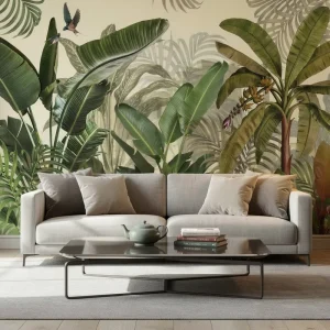 Custom Waterproof Plant Wall Paper Bedroom and Living Room Wall Decoration Tropical Jungle Leaf Wallpaper Mural