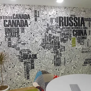 Custom Waterproof Self Adhesive Wall Stickers Digital Printing Vinyl Wallpaper for Home Decor Commercial Use