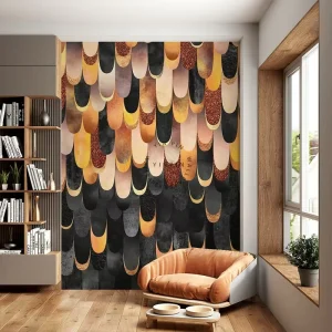Custom Waterproof Wall Paper Home Room Wall Decor Metallic Glitter Feather Drop Abstract Wallpaper Mural