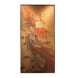 Custom Woven Metal Mesh Artwork Golden Phoenix Pattern Personalized Metal Wall Decor Panel
