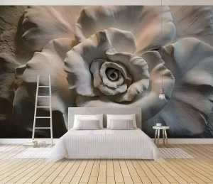 Customised 3D Floral Wallpaper Murals Modern Style Peel and Stick Installation Waterproof for Hotel Sofa TV Living Room Hospital