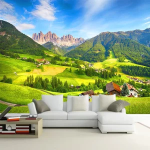 Customised Modern Silk Waterproof Summer Nature Landscape Wallpaper for Sofa TV Bedroom Background Wall Hotel Apartment Mall