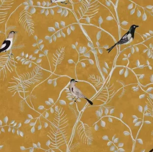 Customizable Artistic Hand-Painted Style Handcrafted Metal Gold Leaf Wallpaper for Indoor Home Wall Murals