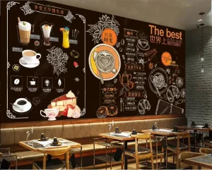 Customizable Background Pictures for Stores Restaurant and Coffee Shop Wallpapers and Wall Stickers