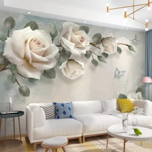 Customized 3D Embossed Wallpaper Mural Modern Simple Flower Bedroom Wallpaper Living Room TV Background Wall Mural