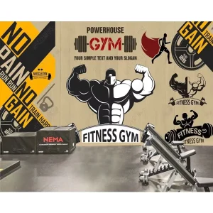 Customized 3D Fitness Weightlifting Wallpaper with Peel and Stick Waterproof Modern Design for Gym & Hospital Wall Decoration