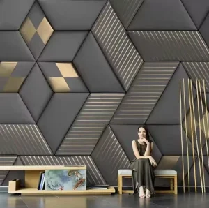 Customized 3D Geometric Pattern Waterproof Background Wallpaper Living Room Sofa Study Background Wallpaper
