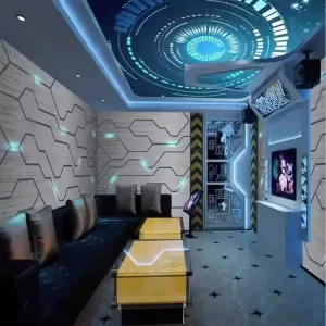 Customized 3D Space Capsule Wallpaper Cyberpunk Moon Pavilion Wall Cloth Hotel Theme Starry Sky Technology Wallpaper