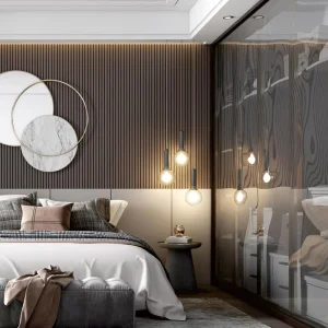 Customized Bamboo Charcoal Wall Cladding Face Veneer Laminated Melamine Paper Balanced Enhancement Sheet Modern Staircase