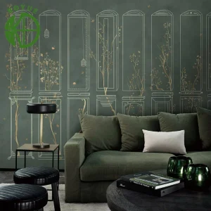 Customized Chinese Style Floral Bird Mural Waterproof Paper Wallpaper for Hotel Lobby Living Room Bedroom Commercial