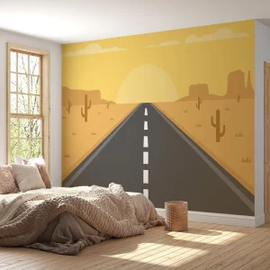 Customized Desert Road 3D Waterproof Peel and Stick Wallpaper for Living Room Sofas TV Walls Hospital Wall Stickers