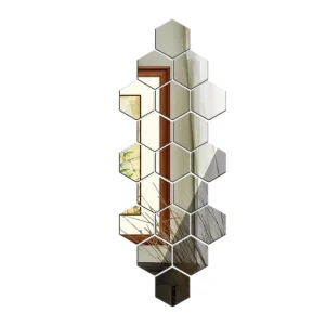 Customized Hotel Bathroom Mirror Waterproof Wallpaper 3D Geometric Mirror Adhesive Sticker for Home Decorative