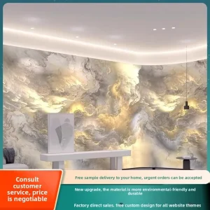 Customized Industrial GEOMETRY Embossed Relief Waterproof Non Woven Wallpaper Seamless Fabric Living Room Office