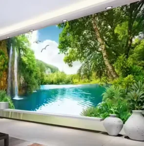 Customized Landscape Waterfall Forest Murals for Sofa Living Room Bedroom