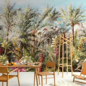 Customized Modern 3D Green Leaves Mural Waterproof And Anti Static Papier Peint Pour Salon