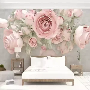 Customized Modern Rose Wallpaper Mural for Living Room Sofa TV Background Peel Stick Installation Waterproof Silk