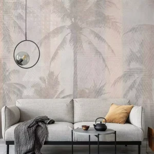Customized Palm Leaves Wallpaper Mural Peel and Stick Installation Modern Design for Hotel Sofa TV Living Room Mall Background