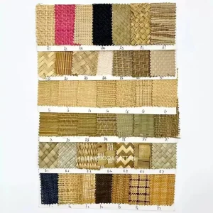Customized Raffia Woven Material Designer Sample Fabric Furniture Cabinet Door Wallpaper Ceiling Decoration Decoration