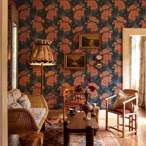 Customized Retro Floral Wall Paper Home Indoor Room Wall Decoration Peony Flower Wallpaper