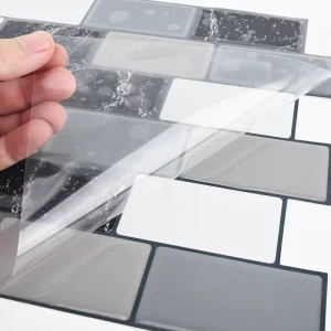 Customized Retro Peel and Stick Tiles PVC Self adhesive Wall Stickers Waterproof Wall Decoration Wallpaper for Kitchen Bathroom