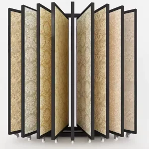 Customized Showroom Page Turning WallPaper Metal Rack Mural Carpet Blanket Display Can Be Flipped for Display Tile Display Stand