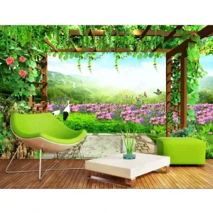 Customized Vineyard Flower Natural Scenery 3D Wallpaper TV Background Wall Decor