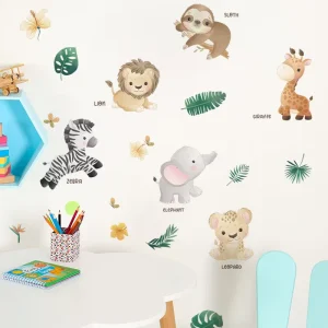 Cute Little Animals Wall sticker Lion Zebra Giraffe Eco Friendly PVC Removeable Wallpaper For Bedroom Kid’s Room Wall Decals