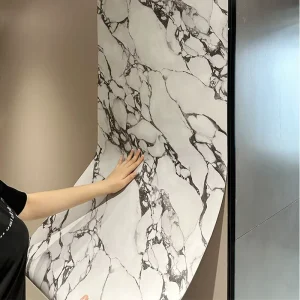 DIY Peel and Stick PVC Vinyl Imitation Marble Textured Decorative Wallpaper Roll Self Adhesive Wall Tile Sticker