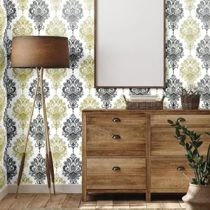 Damask Peel and Stick Wallpaper PVC Waterproof Removable Wall Covering Sticker for Living Room Bedroom Home Decoration