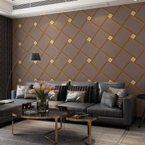 Dark Curry 3D Diamond Square Plaid Wallpaper Bedroom Living Room Background Hotel Thickened Deerskin Velvet Wallpaper