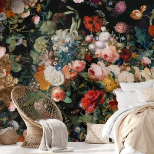 Dark Floral Modern Waterproof 3D Wallpaper Large Flower for Bedroom Living Room TV Background Wall Mural Decor