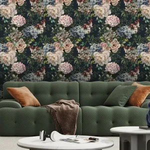 Dark Floral Vintage Self adhesive Wallpaper Botanical Wallpaper Peel and Stick Flower Wallpaper