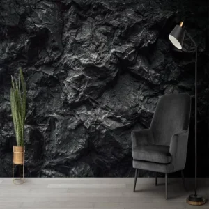 Dark Gray Stone Texture Background Wallpaper Black Rock Texture Mural