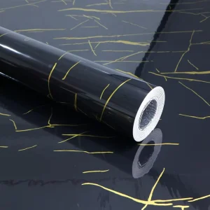Decor Rolls Wallpaper Glossy Marble Wallpaper PE Foam Wallpaper Roll Foil Marble Wall Tile Stickers
