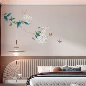 Decorative Flower and Butterfly Pattern Embroidery Wall Mural Wallpaper for Commercial Space Hotel Interior Design Project Home
