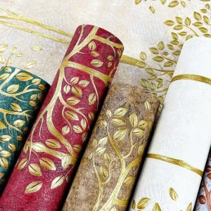 Deep Embossing Tree Pattern Wallpaper European Classic PVC Wallpaper 3D Wallpaper for Home Decoration Wallcovering