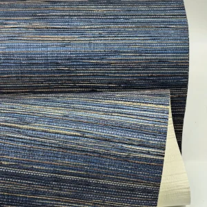 Deep Navy Blue Grasscloth Wallcovering Natural Hemp Eco friendly Textured Wallpaper for Living Room Home Decor