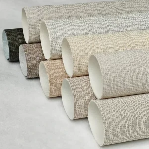 Designer 15oz Woven Fabric Waterproof Anti Static Interior Decorative Vinyl Wallpaper Wall Coverings Project 15oz