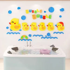 Detachable Yellow Duck Wall Art Sticker Bubble Wallpaper for Kids Kindergarten Nursery Bedroom Bathroom Home Decoration