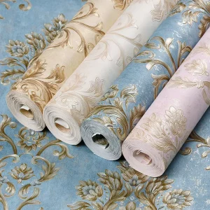 Double Layer Carved Printed Thick Non woven Wallcovering for Indoor Luxurious Home Decoration Wallpaper Roll