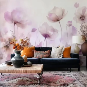 Dreamy Meadow Watercolor Striped Blue green Peel and Stick Modern Wallpaper for Living Room Sofa Bedroom Walls Wall Art Mural