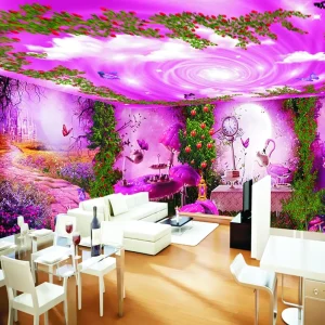 Dreamy Romantic Plant Wall Decor Waterproof Wallpaper Customizable Mural for Bedroom Dining Exterior Walls & Ceilings