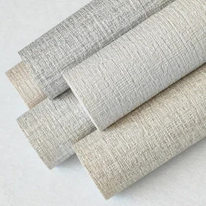 Durable 15OZ Waterproof Fabric Backing Vinyl Wallpaper Sturdy Simple Textured Hotel Wall Decoration Fabric Stock Supply Modern