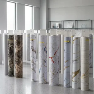 Durable Waterproof Non Self-adhesive Wallpaper PVC Rock Slab Series Furniture Decorative Films