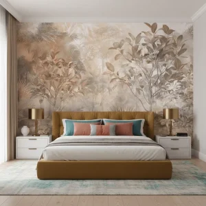 Easy DIY Installation Modern Embossed Waterproof Tropical Forest Landscape Botanical Leaf Mural Wallpaper for Living Room Wall