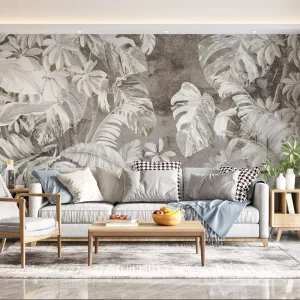 Easy Embossed Installation Waterproof Custom Tropical Leaf Wallpaper for Living Room and Bedroom