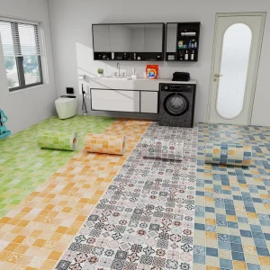 Eco-Friendly Floors Tiles Stickers PVC Peel and Stick Vinyl Flooring for Home Decor Luxury Wallpaper Rolls