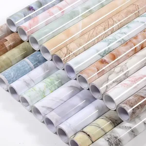 Eco Friendly Home Decoration Peel and Stick Self Adhesive PVC Vinyl Imitation Marble Textured Wallpaper Roll Wall Sticker