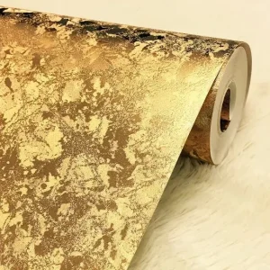Eco Friendly Ice Flower Gold Foil Wallpaper Waterproof Durable Easy to Wash