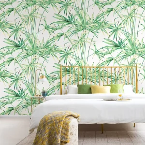 Eco Friendly Non Woven Wallpaper Living Room Leaf Natural Wallpaper